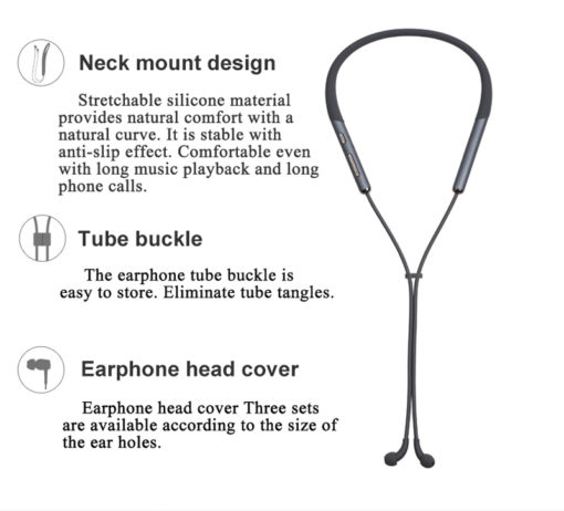 BLE EMF free wireless headphones neck mount design